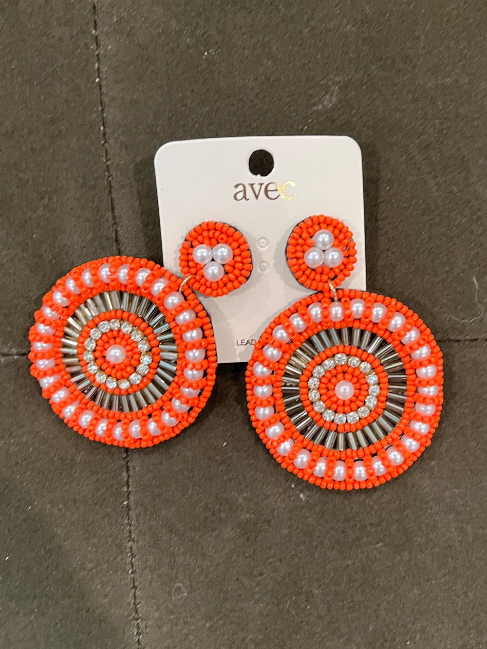 Avec Orange Beaded Statement Earrings